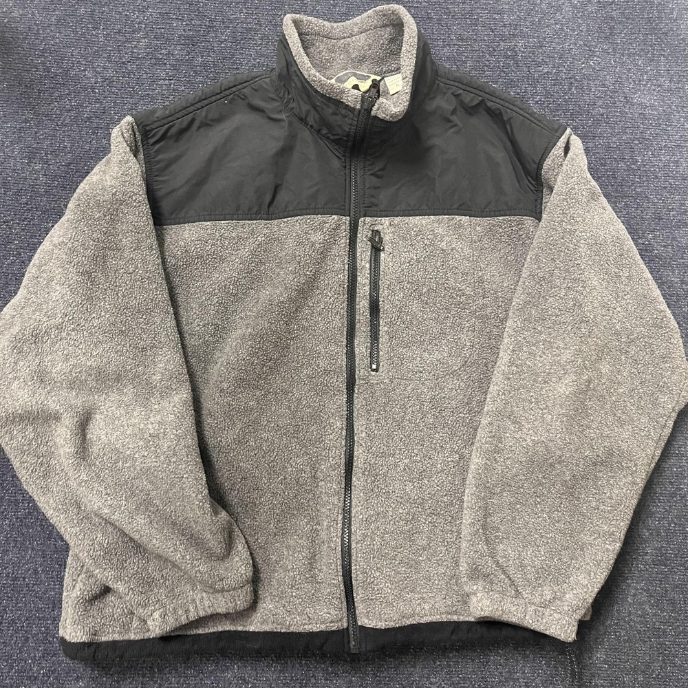 Eddie Bauer Jacket Mens XL Gray Fleece Full Zip Colorblock Outdoor Hiking Casual